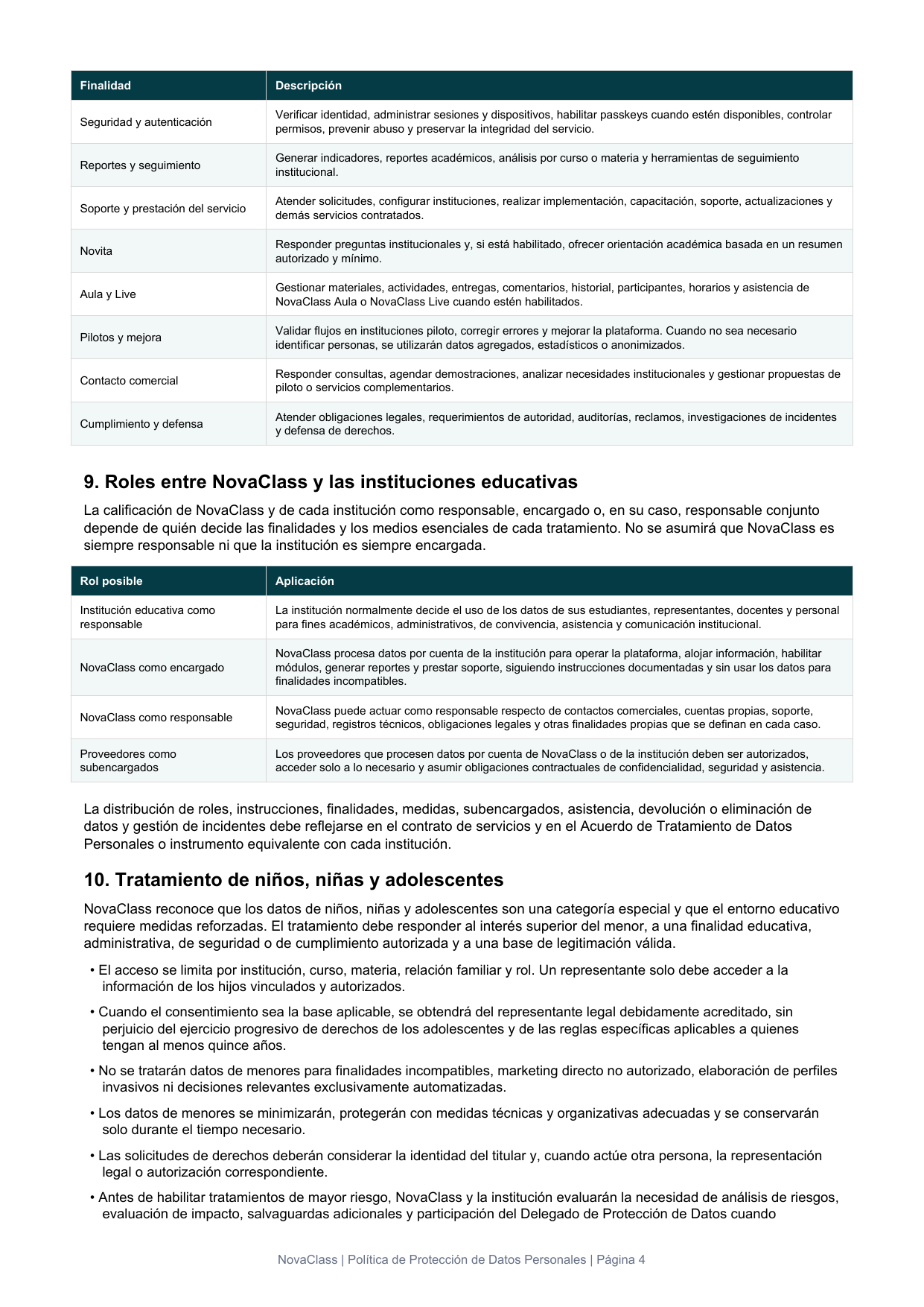 Página 4 de 8 de Política de Protección de Datos Personales