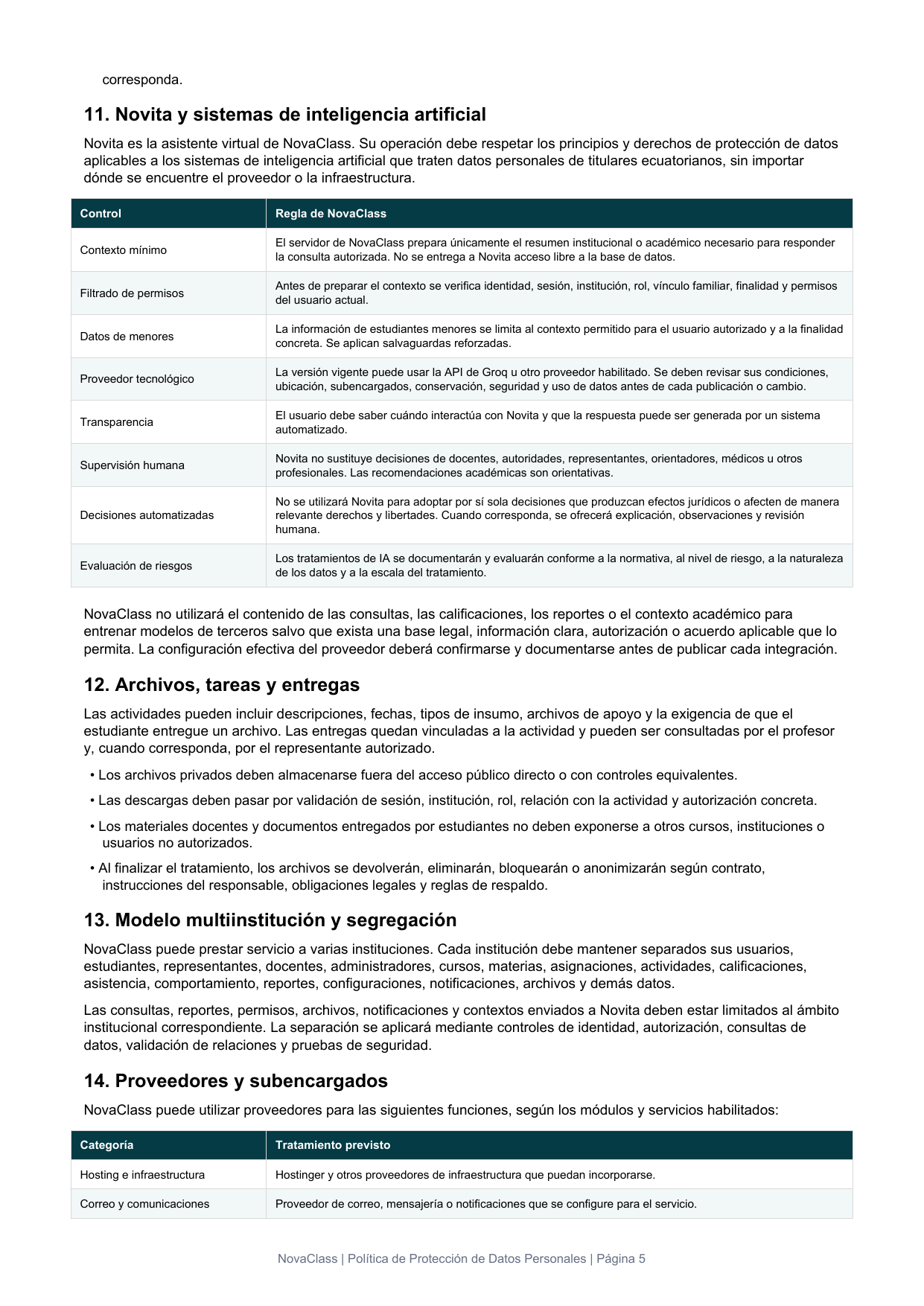 Página 5 de 8 de Política de Protección de Datos Personales